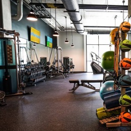 State-of-the-art amenities Open and well-lit fitness center